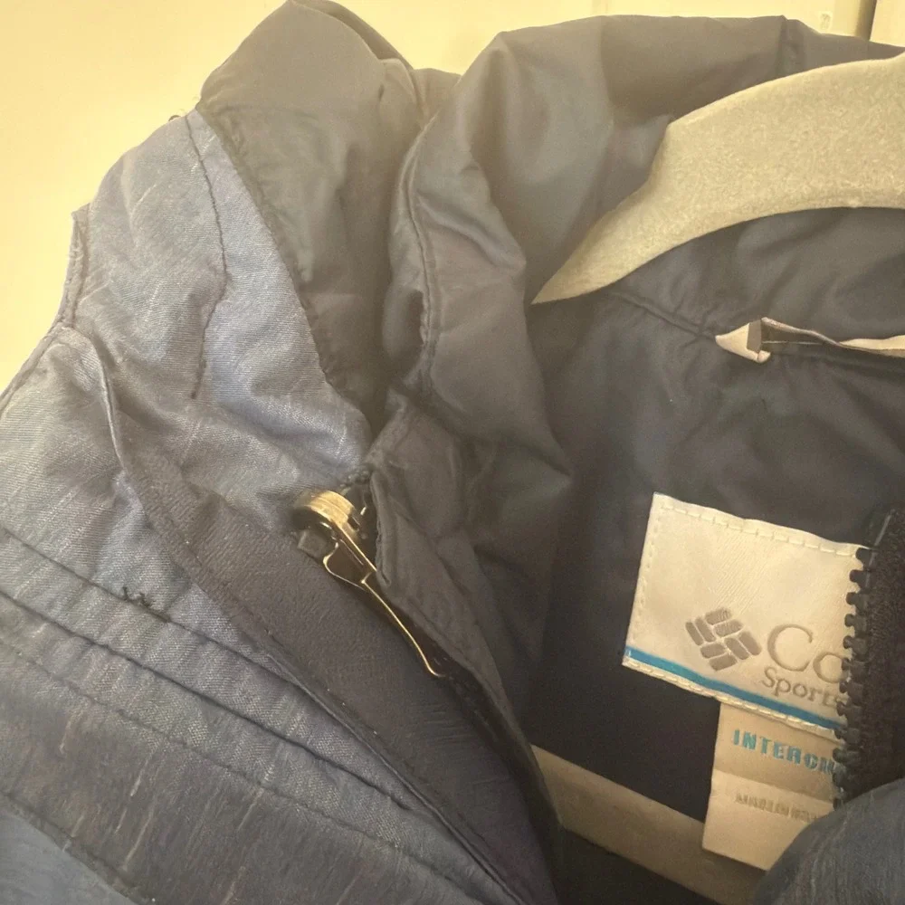 Columbia Interchange‎ Jacket Mens Size S Blue 2 Tone Hooded Water Resistant